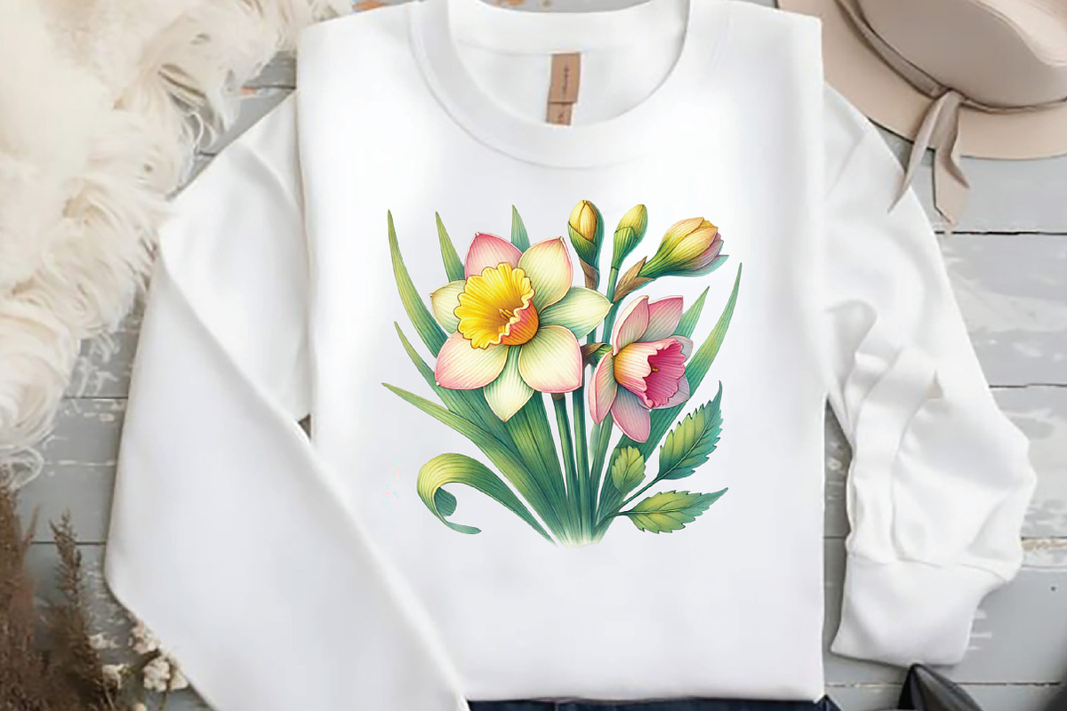 Spring Daffodils Coquette Clipart, an Illustration by DreamCafeArt (Photo 4 of 5)