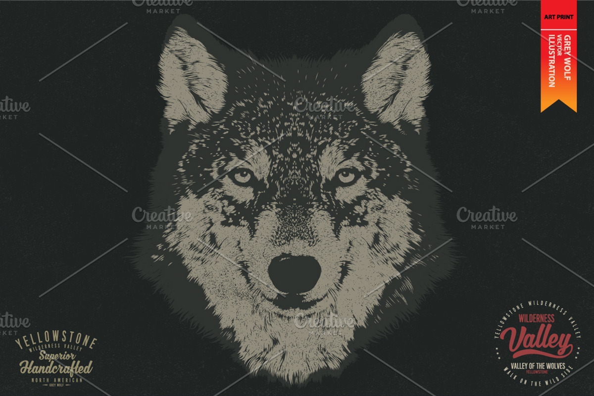 GREY WOLF - Vector illustration, an Animal Illustration by Artistic & Unique (Photo 1 of 12)