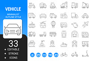 Vehicle minimalist outline icon set, an Outline Icon by Icons (Thumbnail 1 of 3)