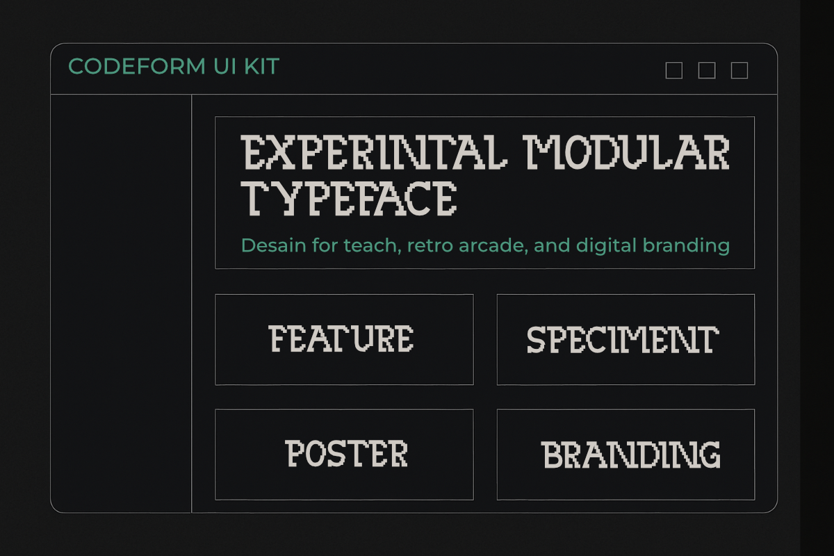 Codeform – Experimental Modular, a Slab Serif Font by Lettramina Studio (Photo 8 of 11)