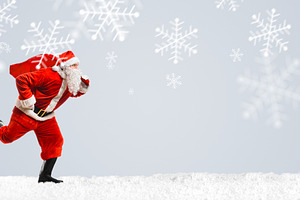 Santa claus on scooter featuring christmas, new year, and santa claus