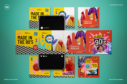 90s Fashion Carousel Social Media, a Social Media Template by The Good Store