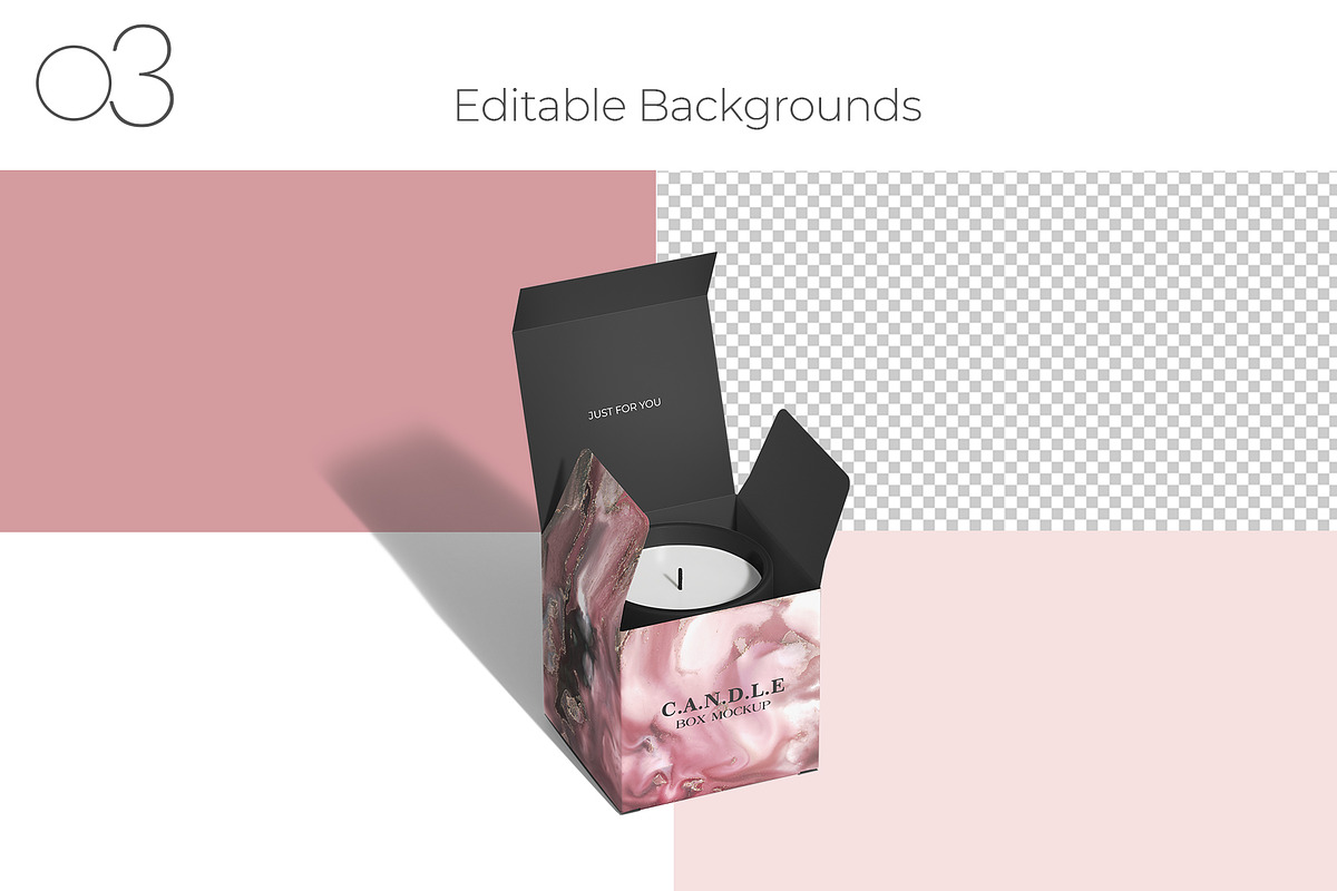 Candle With Cube Box Package Mockup, a Packaging Mockup by Sheikhadesign (Photo 4 of 12)