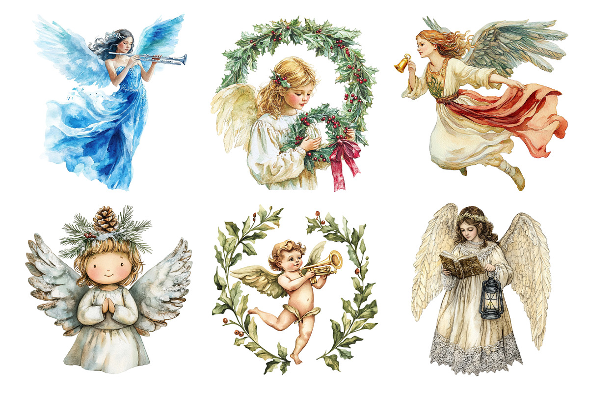 Christmas Angel Clipart, an Illustration by Daily.Designs (Photo 2 of 5)