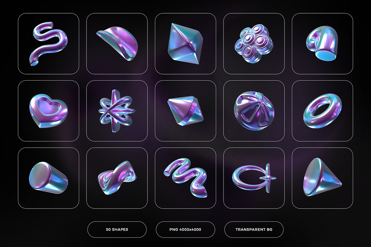 Holographic metallic 3D shapes, an Object Graphic by Fox's Monday (Photo 8 of 10)