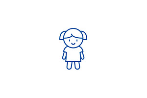 Girl Doll Line Icon Concept. Girl