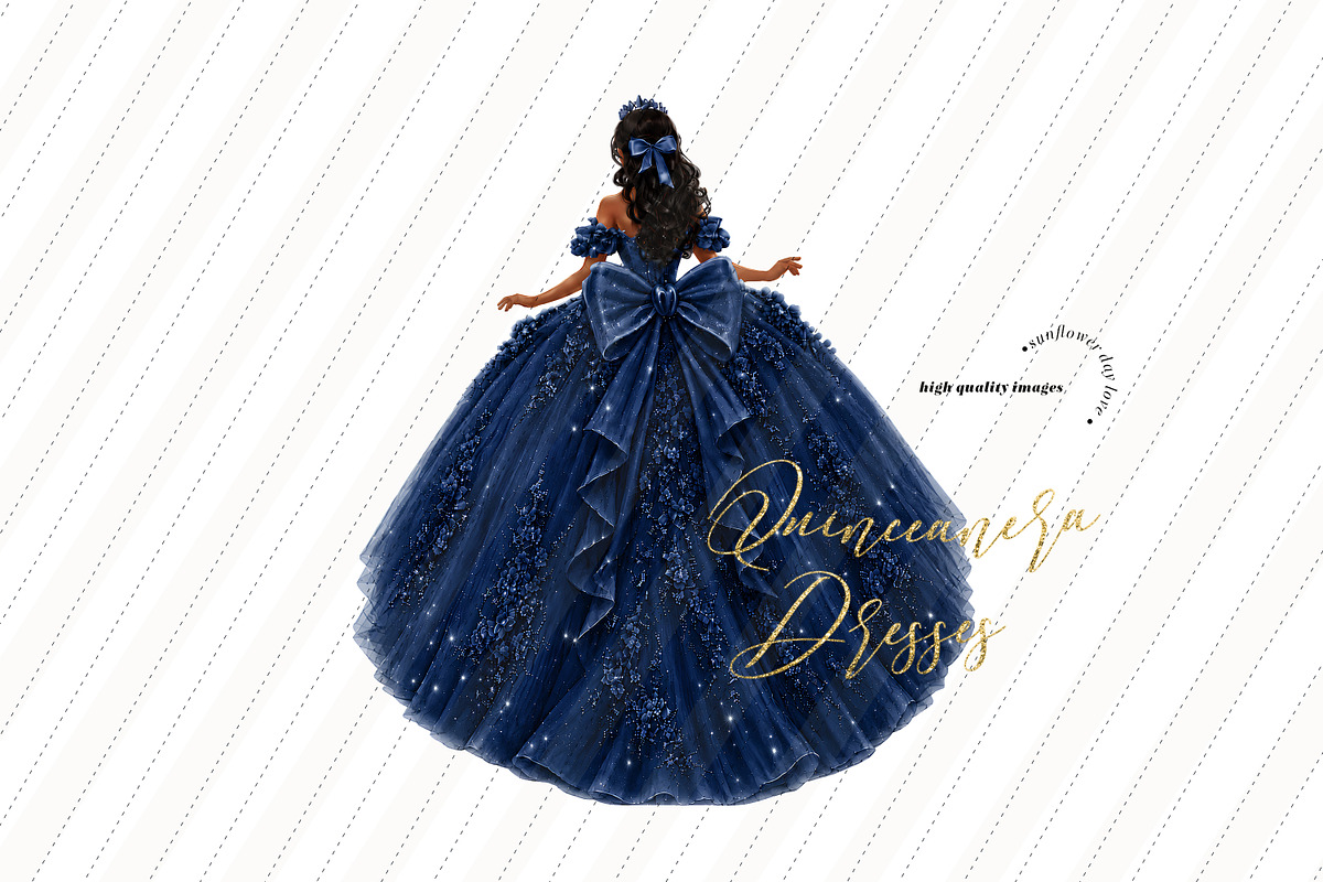 Navy Blue Tan skin Princess Clipart, a Person Illustration by Sunflower Day Love (Photo 1 of 3)