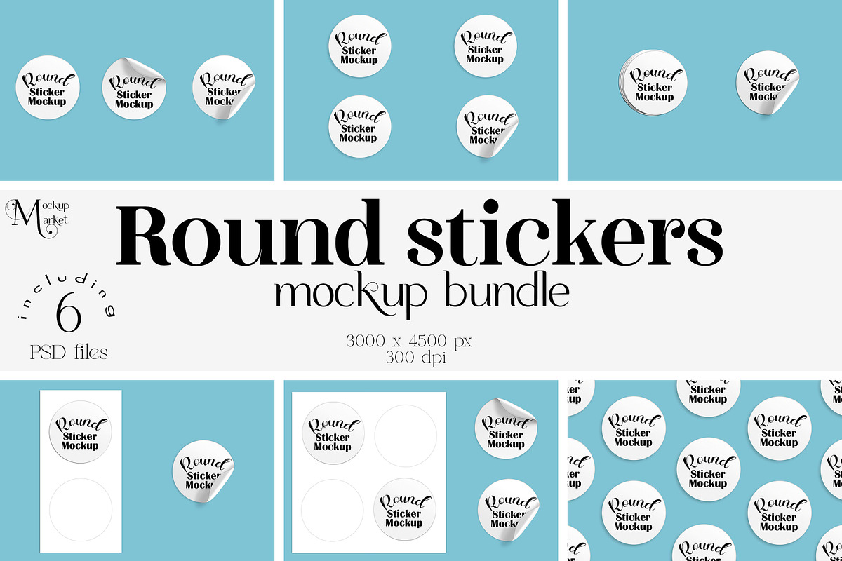Round Sticker mockup bundle, a Print Template by MockupMarket (Photo 1 of 7)