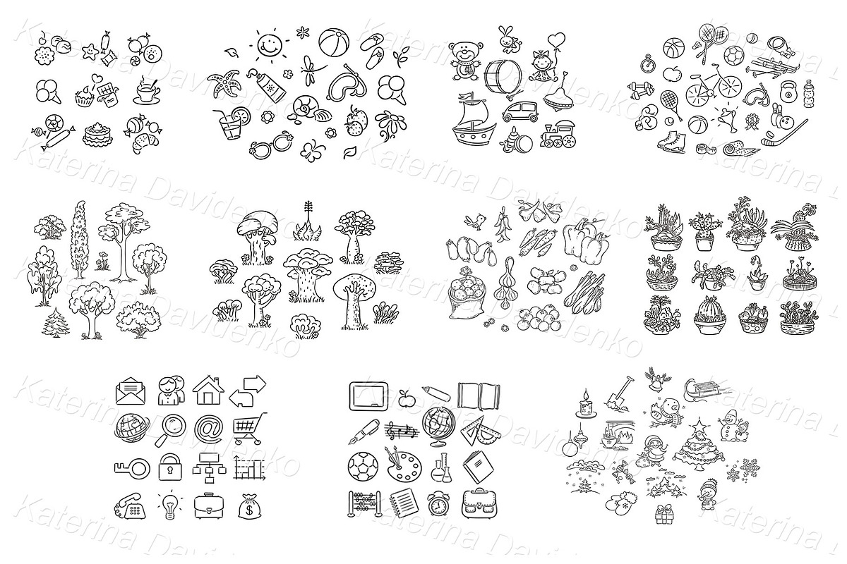 Cartoon child's drawing objects set, an Education Illustration by Bubert Art (Photo 7 of 7)