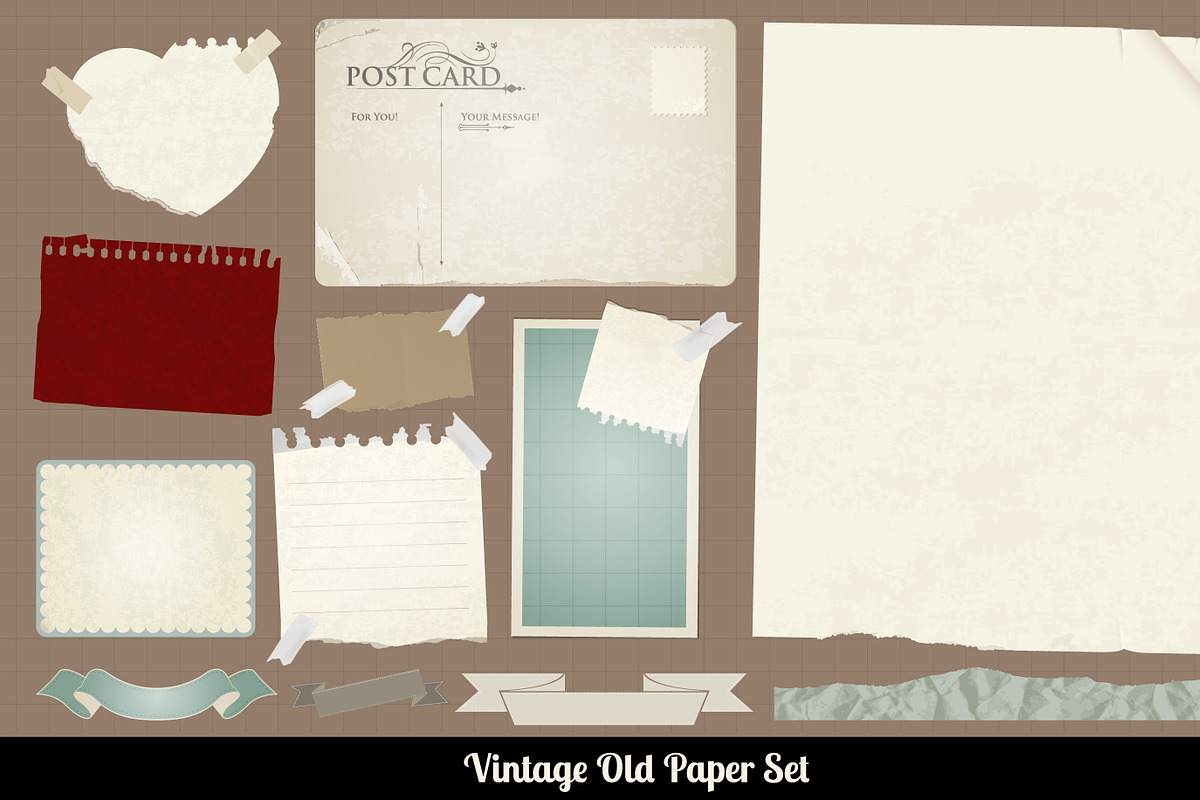 Vintage style old paper collection., a Decorative Illustration by Noka Studio