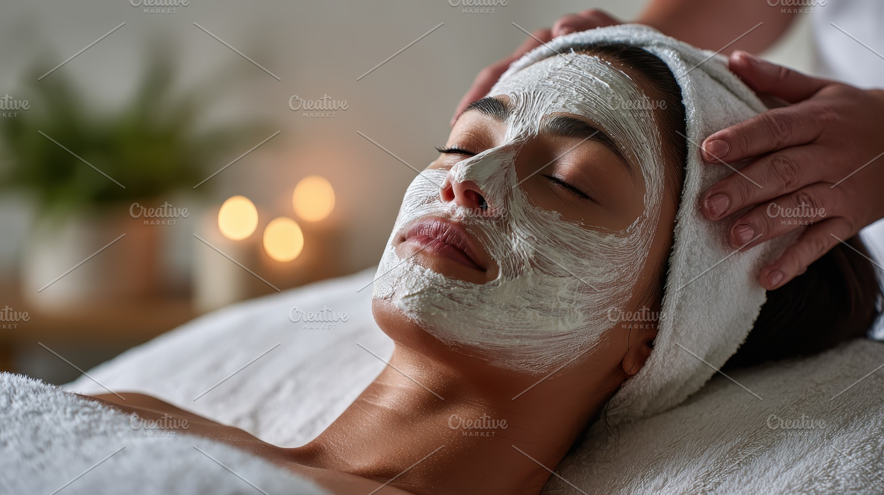 Woman receiving facial treatment spa, a Photo by Pixeness Studio