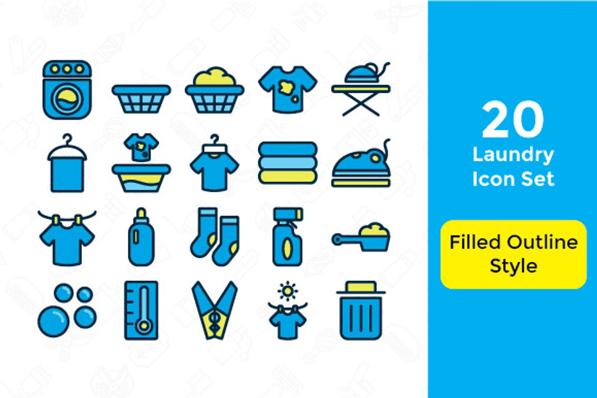 20 Laundry icon set with 3 styles, an Icon by Rudez Studio (Photo 4 of 4)