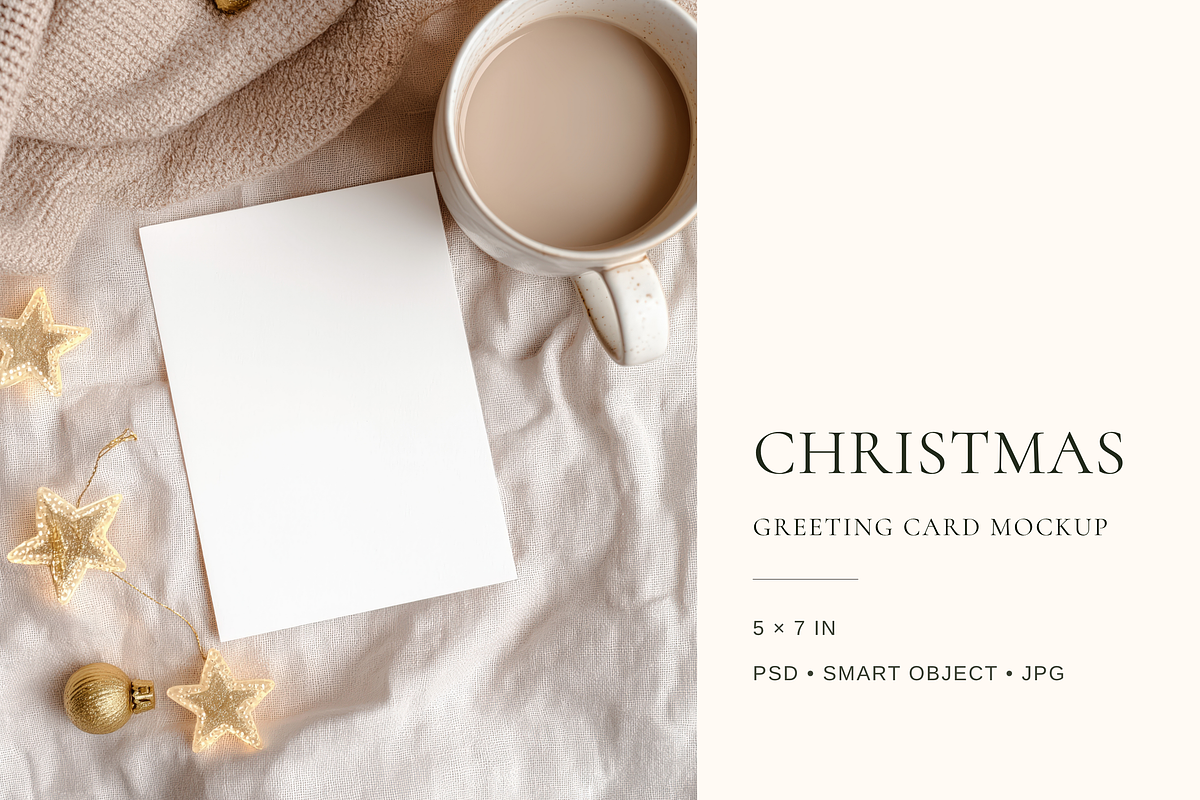 Beige Christmas Invitation Mockup, an Advertising Mockup by Serenefeeling (Photo 1 of 7)