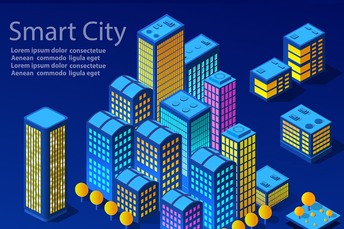 Night neon isometric city, an Object Graphic by AlexZeL (Photo 4 of 9)