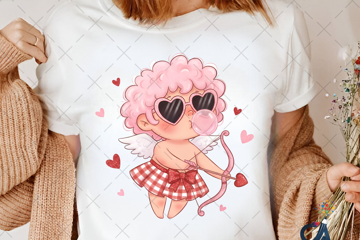 Cute Retro Pink Cupid Png, an Illustration by Creative Art (Photo 3 of 6)