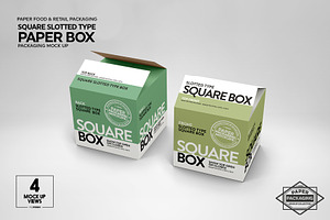 Square Slotted-Type Paper Box Mockup