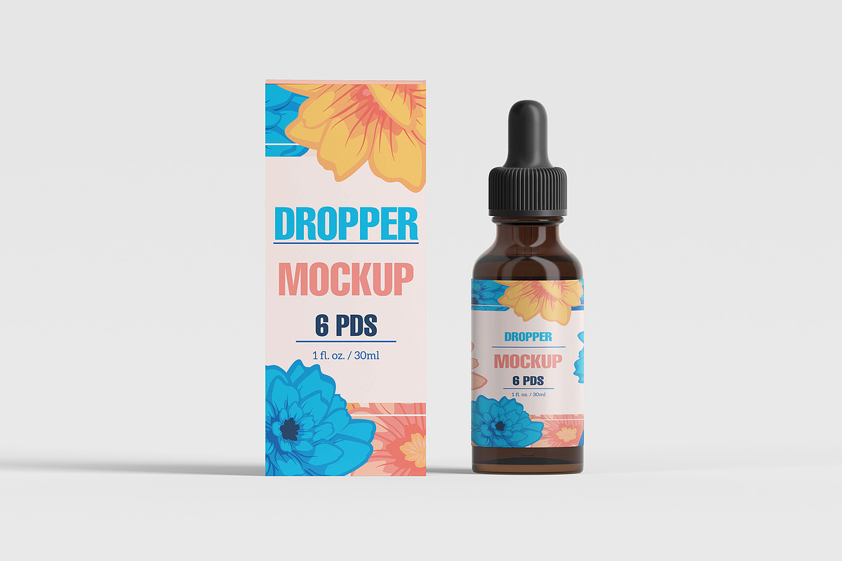 Dropper Bottle and Box Mockup 6 PSD, an Advertising Mockup by GraphicVil (Photo 4 of 9)