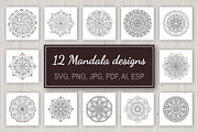 12 Mandala designs SVG | PNG, an Illustration by Olha ZS (Thumbnail 1 of 5)