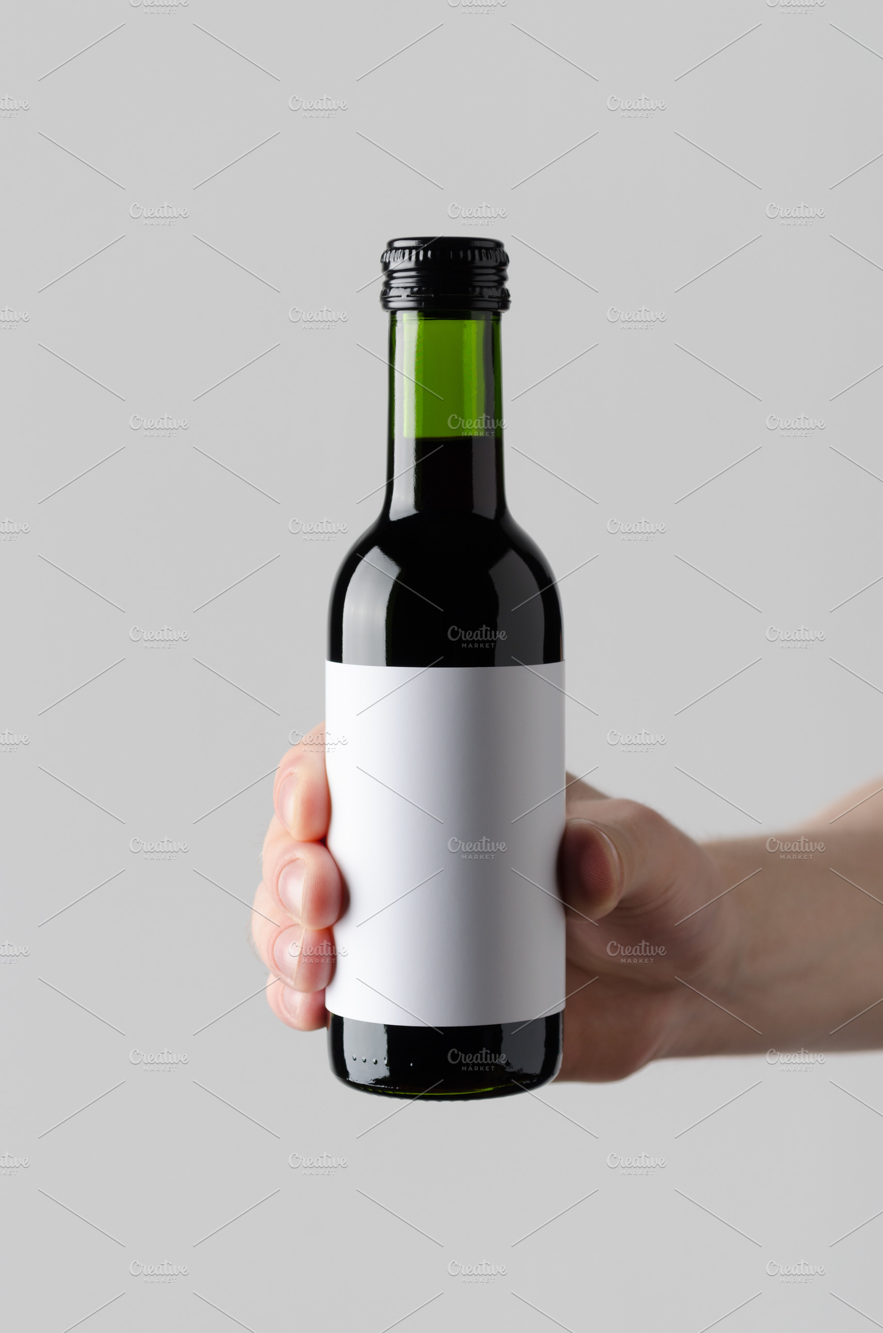 Wine quarter mini bottle mockup JPEG, a Food & Drink Photo by Shablon