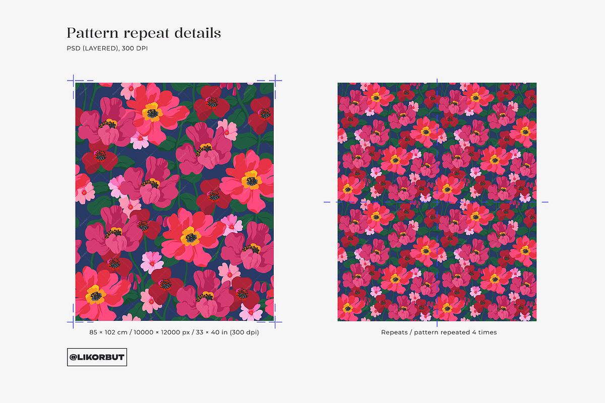 Vivid Abstract Modern Floral Pattern, a Pattern Graphic by likorbut (Photo 5 of 13)