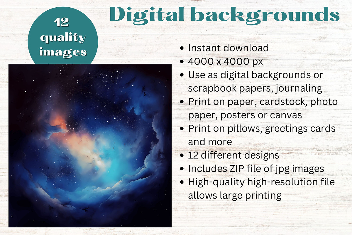 BLUE GALAXIES space backgrounds, a Background Graphic by Mermaids Cove (Photo 9 of 9)