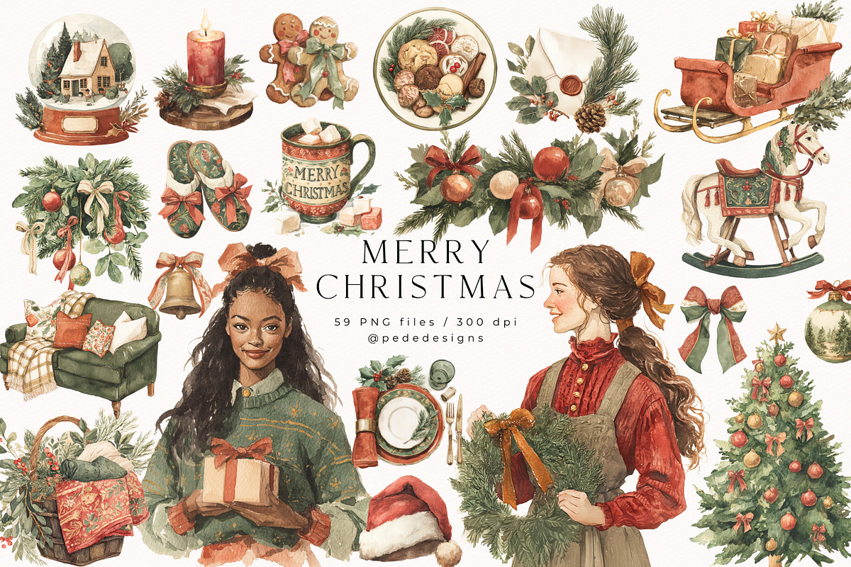 Merry Christmas Collection, a Seasonal Illustration by PeDe Designs (Photo 2 of 31)