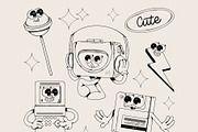 Retro Clipart – Nostalgic Characters, an Object Illustration by Alina Sh (Thumbnail 5 of 9)