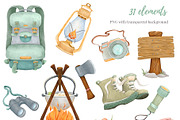 Summer camping  digital clipart, a Seasonal Illustration by Mespilia (Thumbnail 3 of 3)
