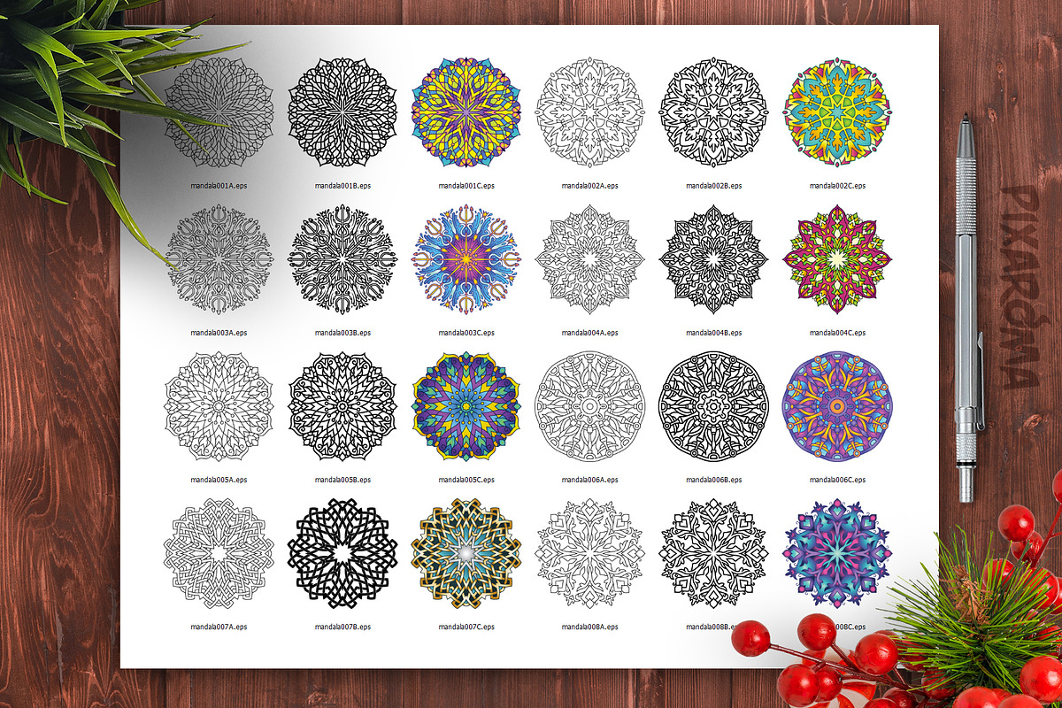 Mandala Vector Ornaments Bundle, a Decorative Illustration by pixaroma (Photo 28 of 43)