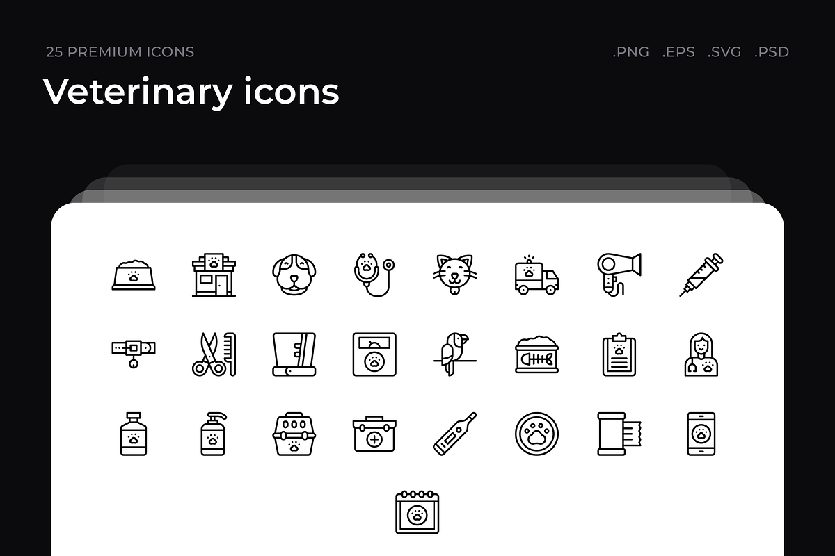 Veterinary icons, an Outline Icon by Wencory