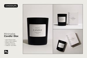 Minimalist Candle & Box - 3 Mockups