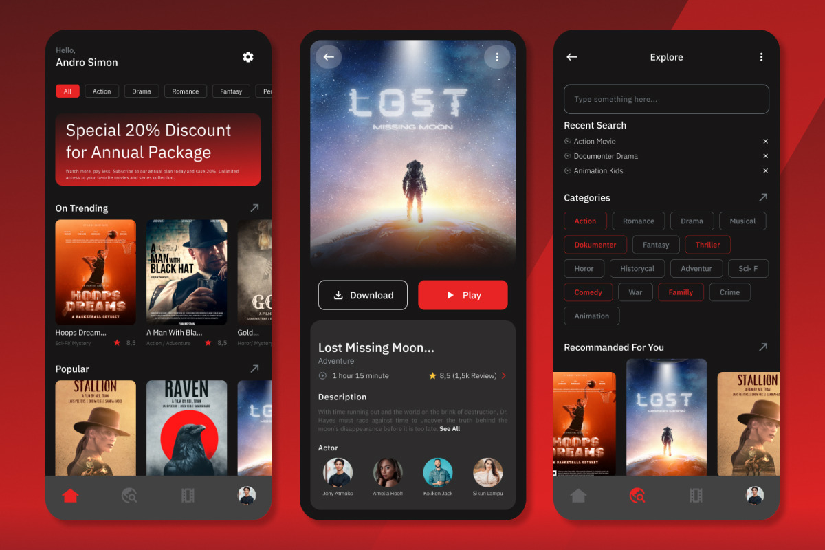 Flicko - Movie Streaming Mobile App, an App Template by twinstd (Photo 3 of 5)