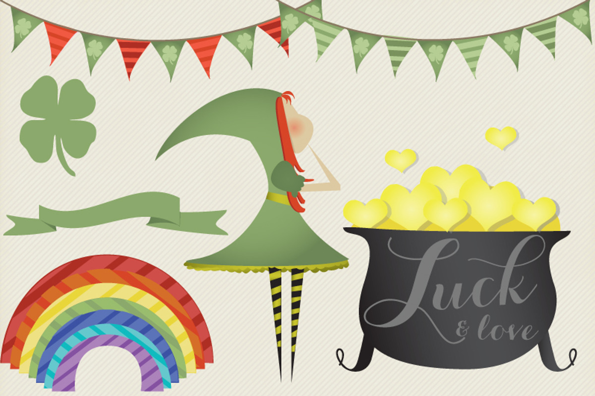 St Patricks Day Clipart Vector Pack, an Illustration by The Geekery Store