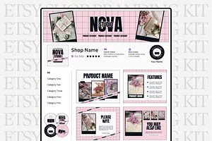 Modern Pink Etsy Shop Kit Template