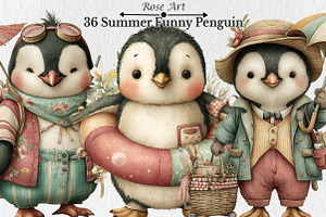 Summer Funny Penguin Clipart, a Seasonal Illustration by Rose Art