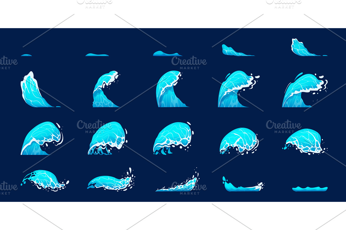 Wave splash animation. Sea water, an Illustration by Stock-Smart-Start