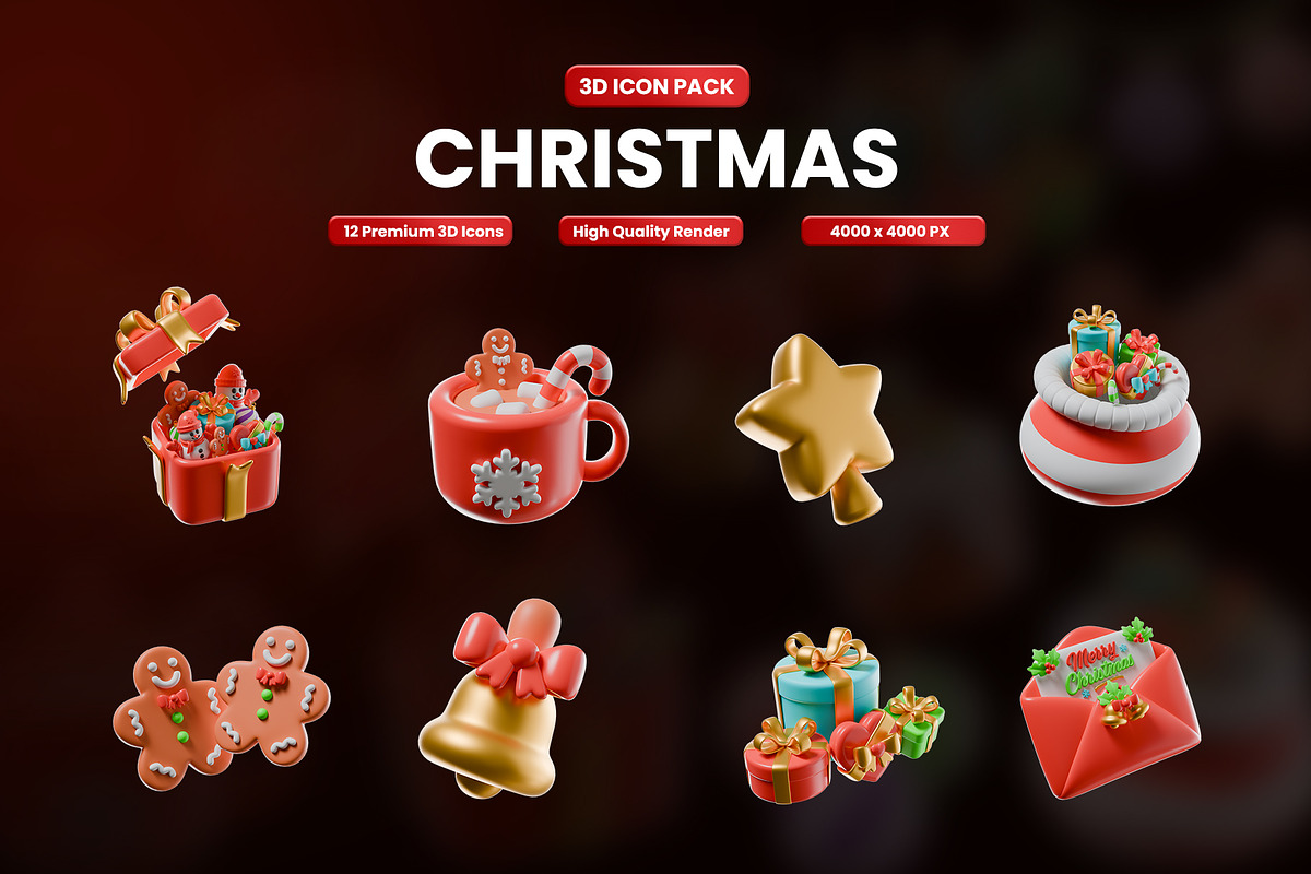 Christmas 3D Icon Pack, an Object Graphic by Artnivora.Std (Photo 1 of 4)
