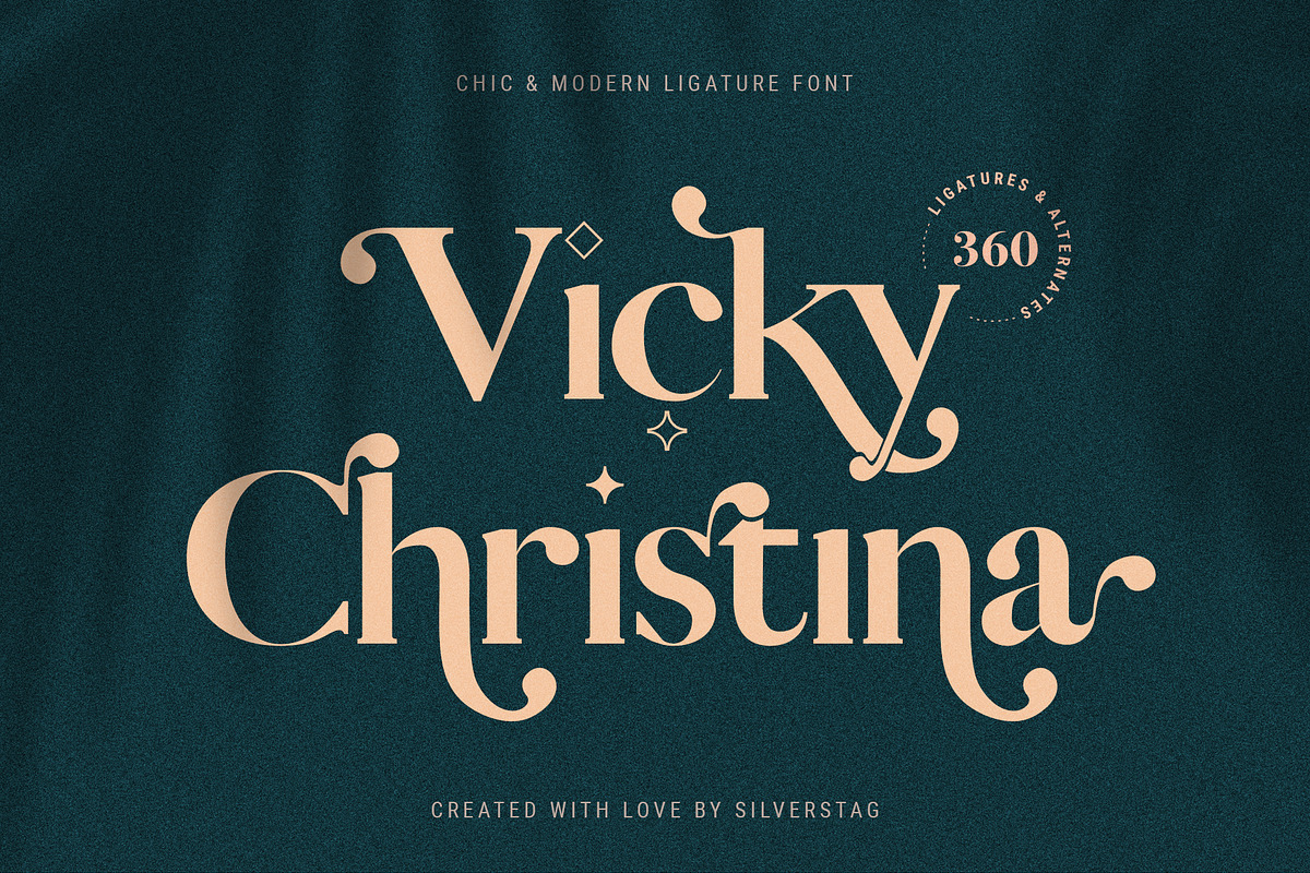 Vicky Christina Ligature Serif Font, a Serif Font by SilverStag Type Foundry (Photo 1 of 25)