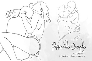 Line Art Passinate Couple Minimal