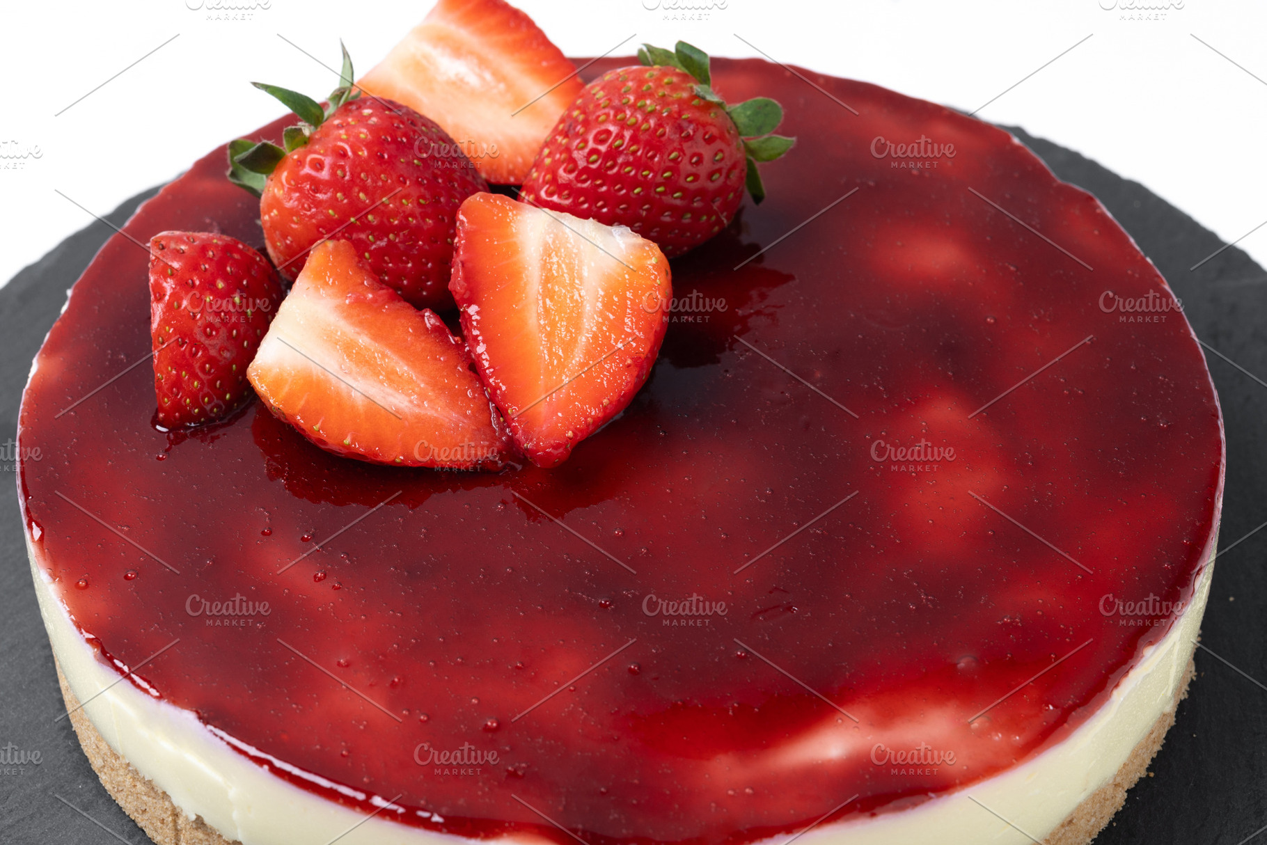 Slice of cheesecake with strawberries, a Food & Drink Photo by etorres69