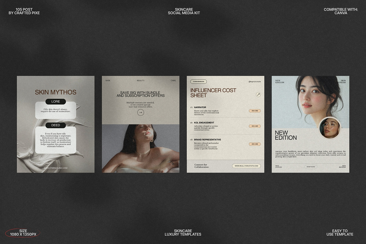 Canva Skincare Post Template Kit, a Social Media Template by Crafted Pixel (Photo 9 of 10)