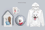 Samoyed dog watercolor clipart., an Animal Illustration by SavinV (Thumbnail 5 of 6)