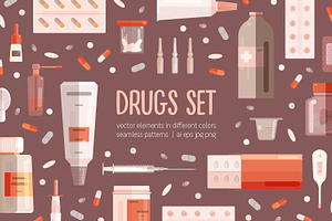 Medicine set + seamless pattern, a Healthcare Illustration by Good Studio