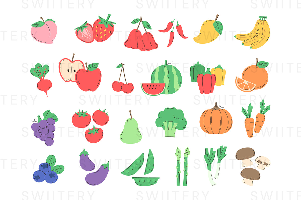 Fruit & Vegetable Clipart - Swiitery, a Food Illustration by Iconixar & Friends (Photo 2 of 2)