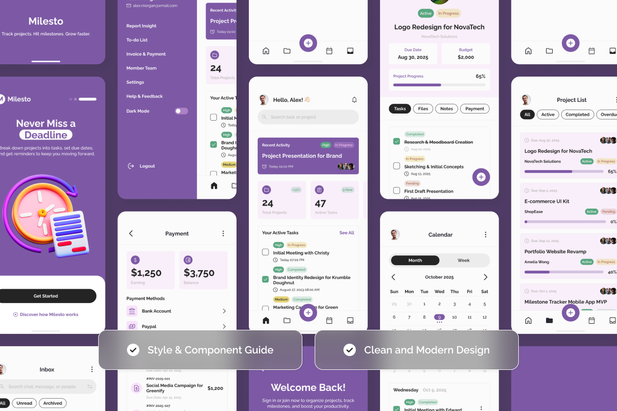 Project Management Mobile UI Kit, an App Template by twinstd (Photo 4 of 5)