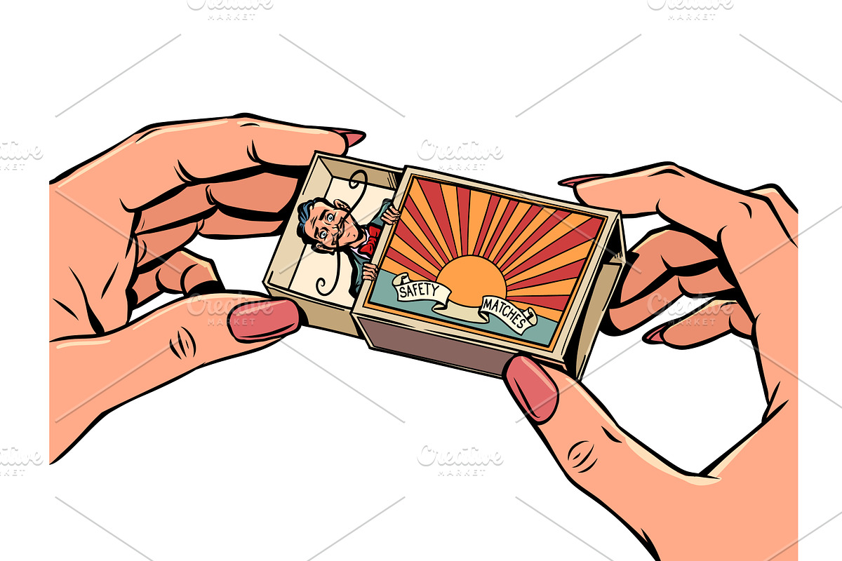 Women's hands hold a box, in it a, a Person Illustration by rogistok
