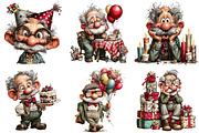 Whimsical Old Man Birthday Clipart, an Illustration by Craft Nest (Thumbnail 6 of 8)