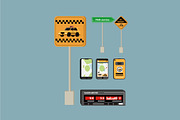 Tax Car Service Illustration Set, a Transportation Illustration by studiogstock (Thumbnail 3 of 3)