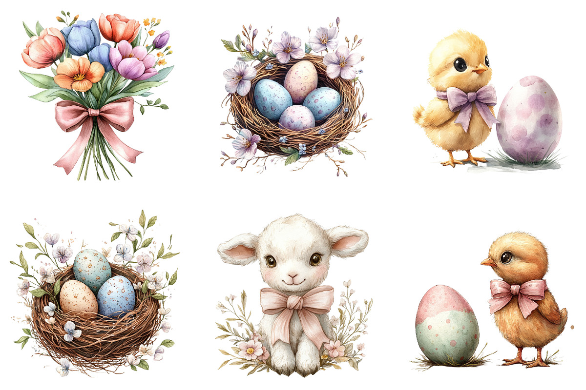 Pastel Easter Watercolor Clipart, an Illustration by Watercolor design (Photo 6 of 8)
