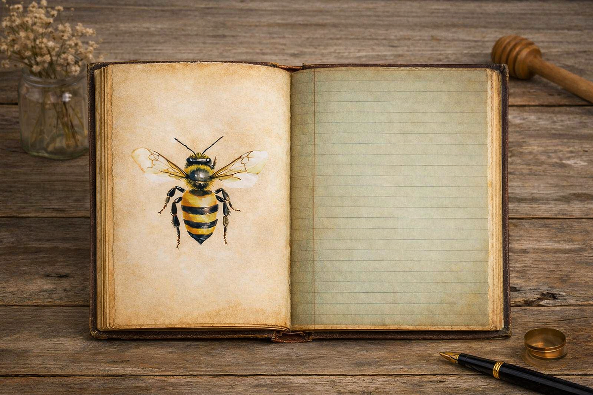 Vintage bee junk journal pages,, a Decorative Illustration by Shabbypaperboutique (Photo 1 of 5)
